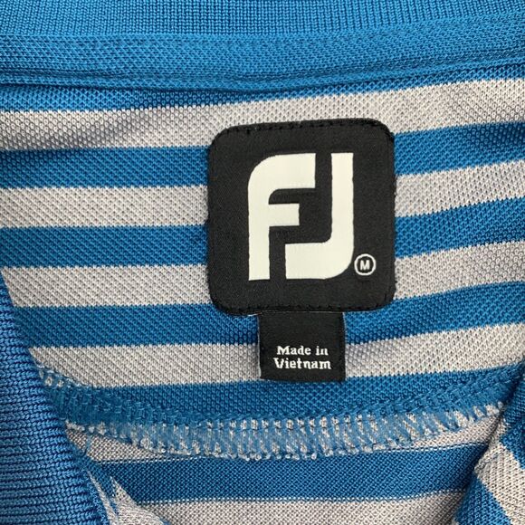 FootJoy FJ Mens Short Sleeve Golf Polo Blue Striped Size Medium - Picture 5 of 6